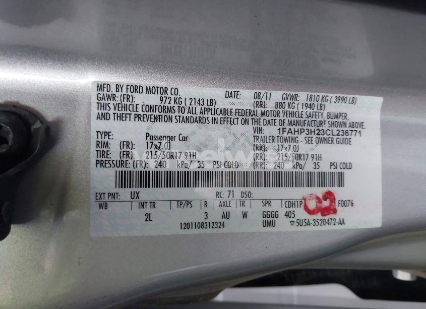 Photo 9 of 2012 Ford Focus SEL (VIN 1FAHP3H23CL236771)