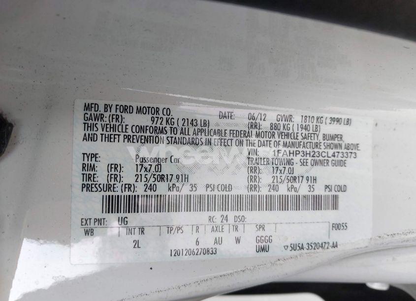 Photo 9 of 2012 Ford Focus SEL (VIN 1FAHP3H23CL473373)