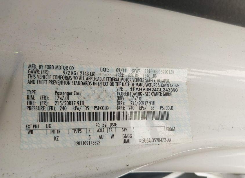 Photo 9 of 2012 Ford Focus SEL (VIN 1FAHP3H24CL243390)