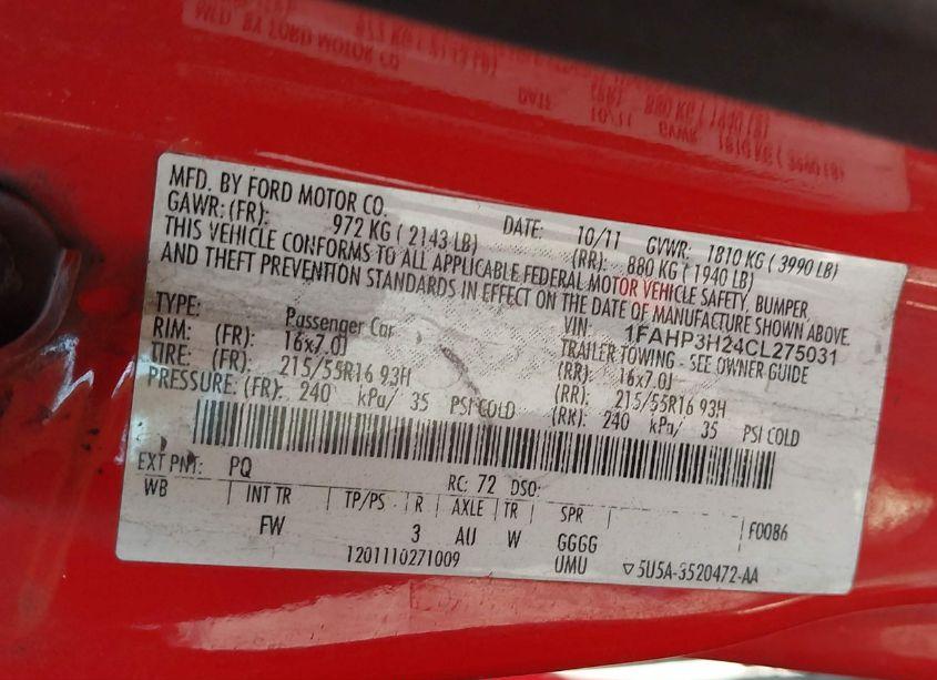 Photo 9 of 2012 Ford Focus SEL (VIN 1FAHP3H24CL275031)