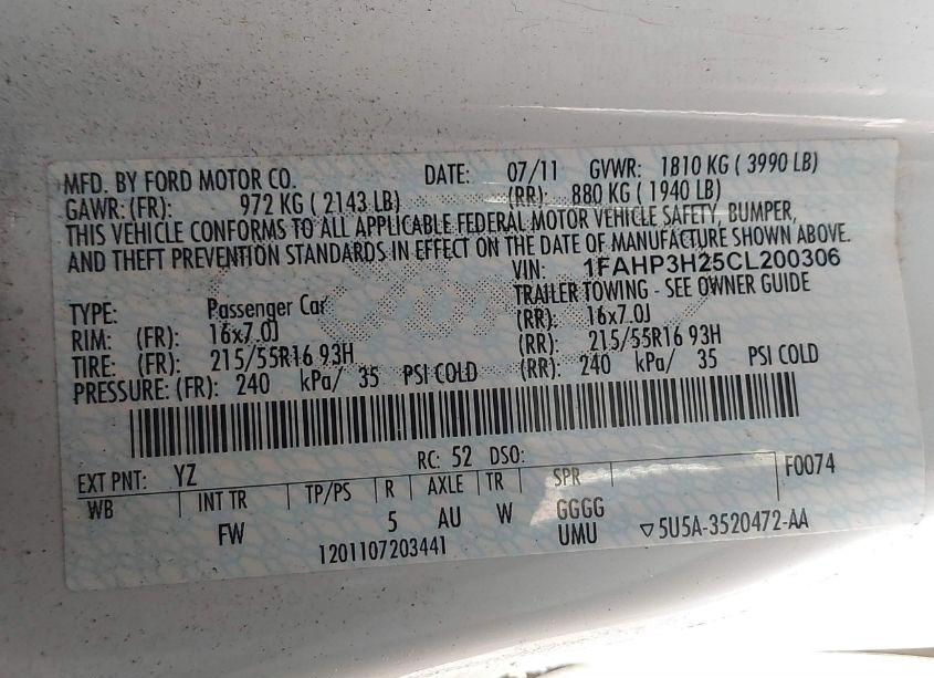 Photo 9 of 2012 Ford Focus SEL (VIN 1FAHP3H25CL200306)