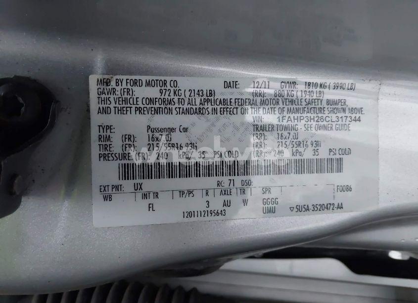 Photo 9 of 2012 Ford Focus SEL (VIN 1FAHP3H26CL317344)