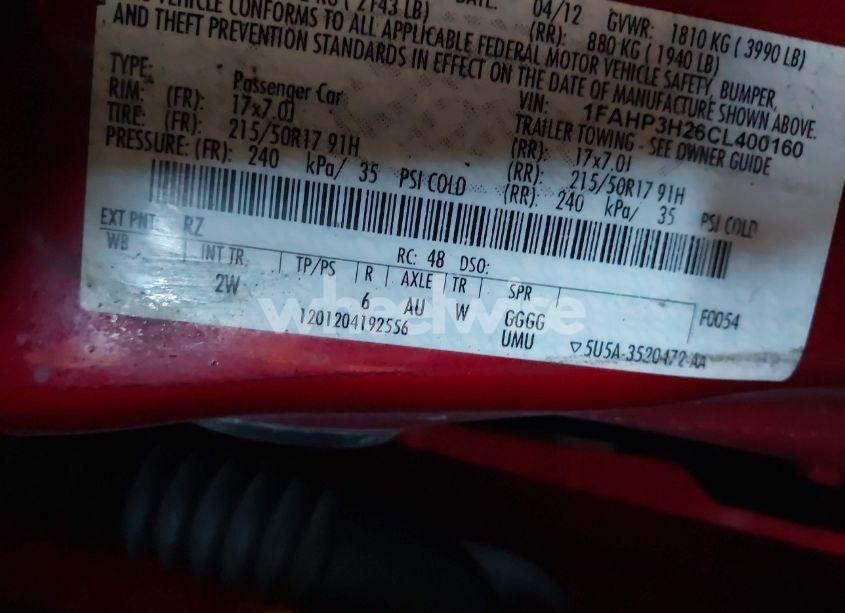 Photo 9 of 2012 Ford Focus SEL (VIN 1FAHP3H26CL400160)