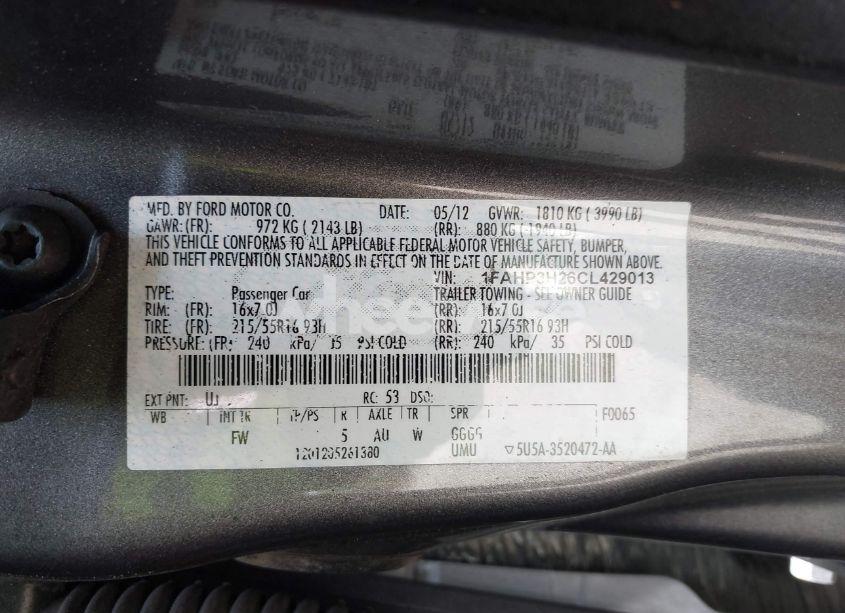 Photo 9 of 2012 Ford Focus SEL (VIN 1FAHP3H26CL429013)