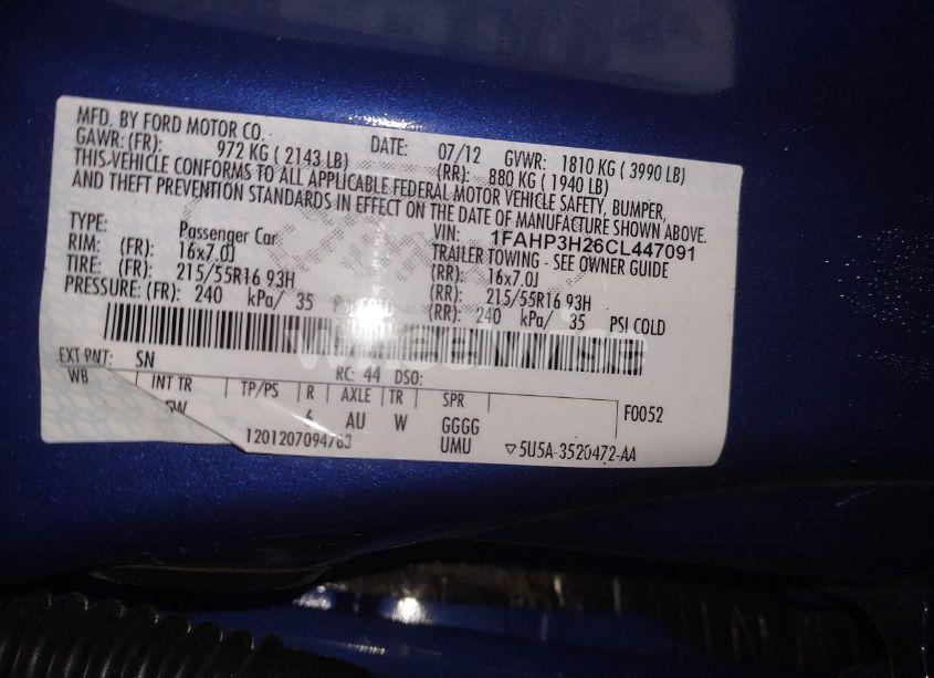 Photo 9 of 2012 Ford Focus SEL (VIN 1FAHP3H26CL447091)