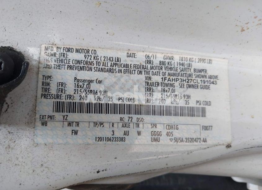 Photo 9 of 2012 Ford Focus SEL (VIN 1FAHP3H27CL191043)