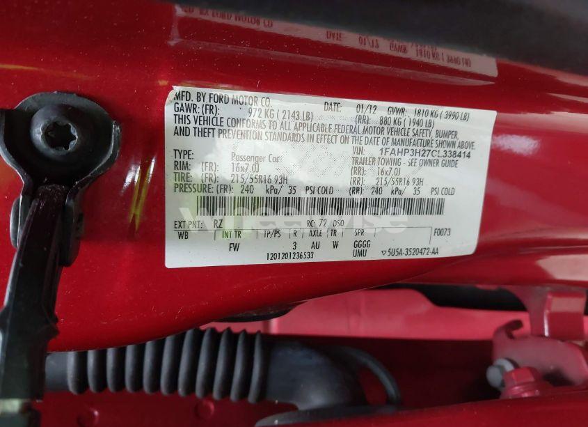 Photo 9 of 2012 Ford Focus SEL (VIN 1FAHP3H27CL338414)