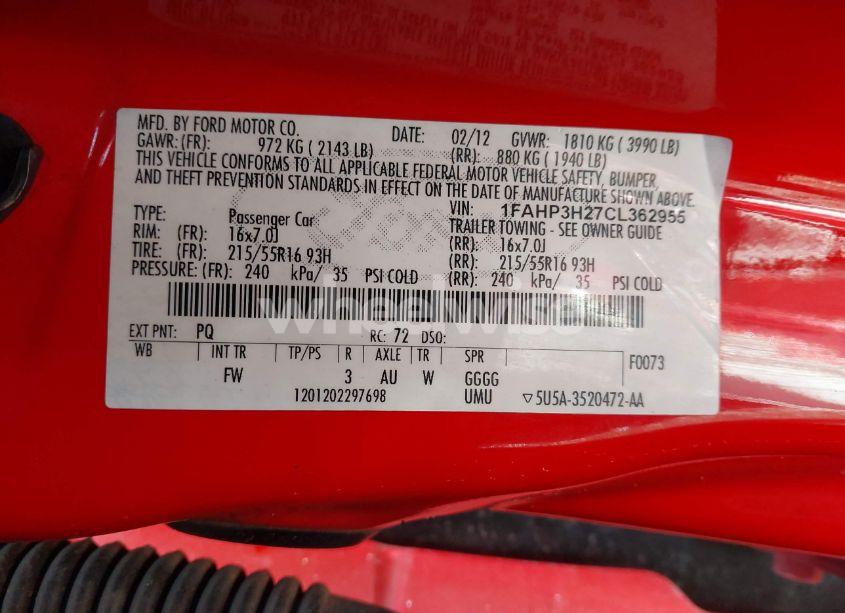 Photo 9 of 2012 Ford Focus SEL (VIN 1FAHP3H27CL362955)