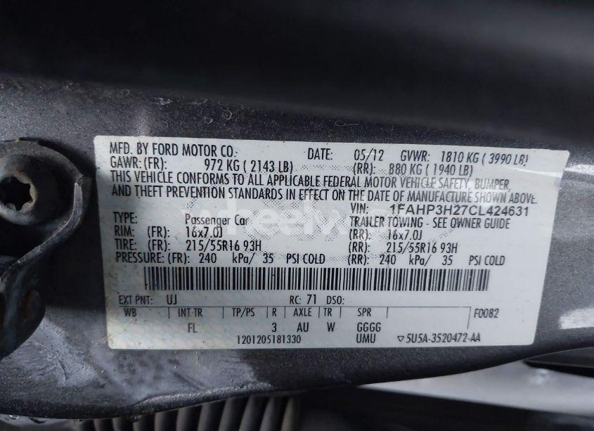 Photo 9 of 2012 Ford Focus SEL (VIN 1FAHP3H27CL424631)