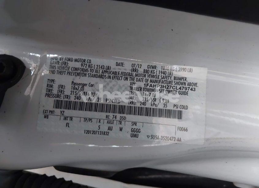 Photo 9 of 2012 Ford Focus SEL (VIN 1FAHP3H27CL479743)