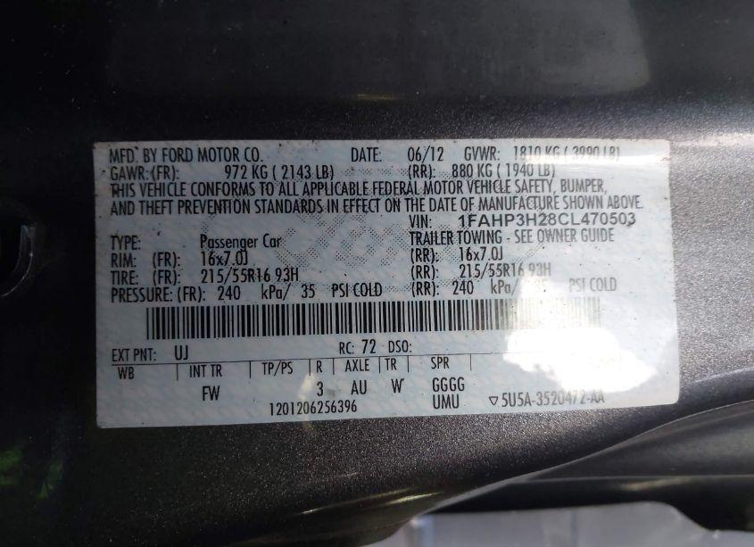 Photo 9 of 2012 Ford Focus SEL (VIN 1FAHP3H28CL470503)