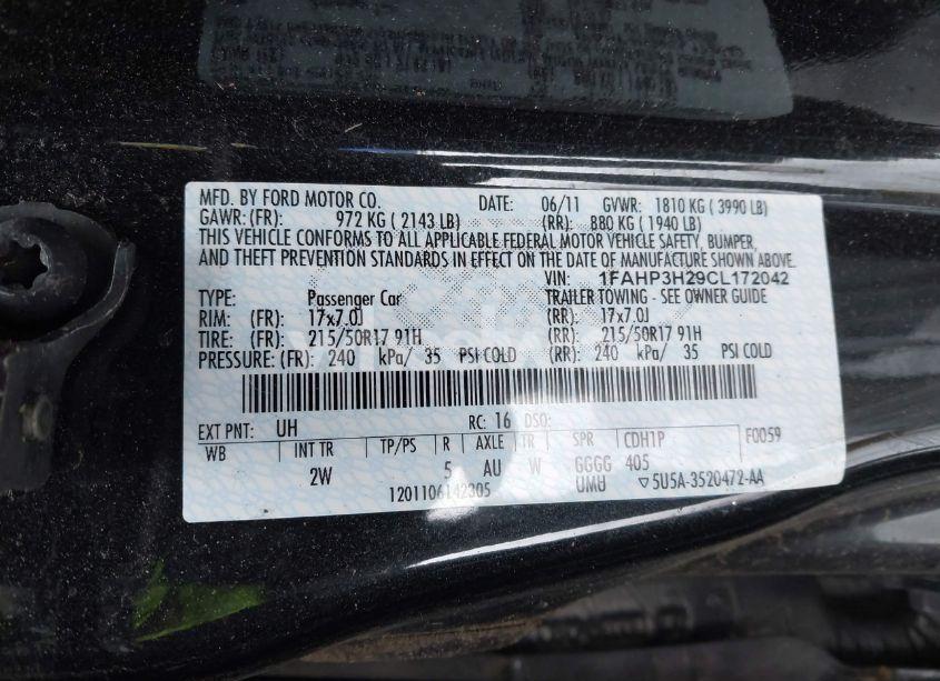 Photo 9 of 2012 Ford Focus SEL (VIN 1FAHP3H29CL172042)
