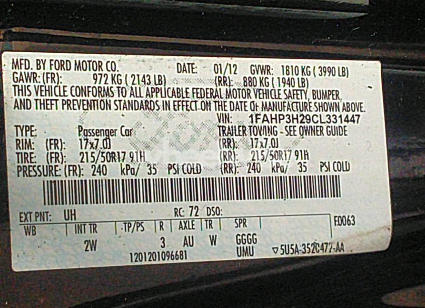 Photo 9 of 2012 Ford Focus SEL (VIN 1FAHP3H29CL331447)