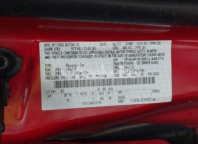 Photo 9 of 2012 Ford Focus SEL (VIN 1FAHP3H29CL446372)