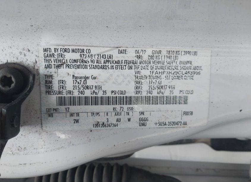 Photo 9 of 2012 Ford Focus SEL (VIN 1FAHP3H29CL453998)