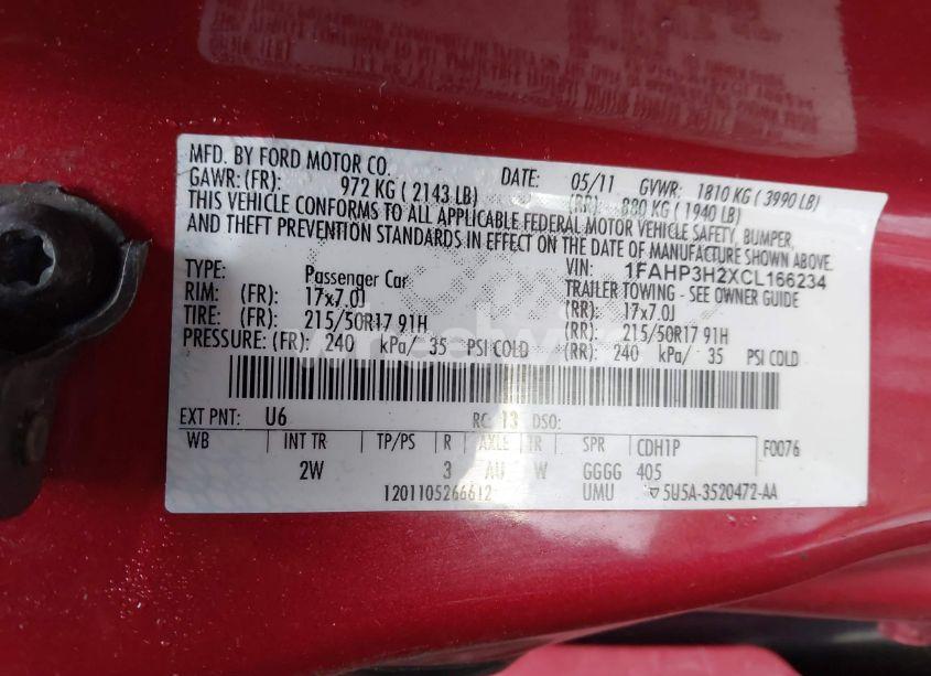 Photo 9 of 2012 Ford Focus SEL (VIN 1FAHP3H2XCL166234)