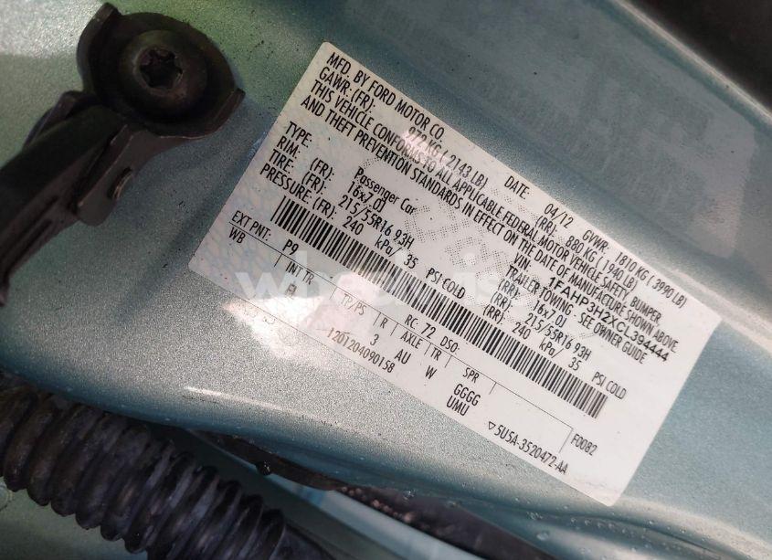 Photo 9 of 2012 Ford Focus SEL (VIN 1FAHP3H2XCL394444)