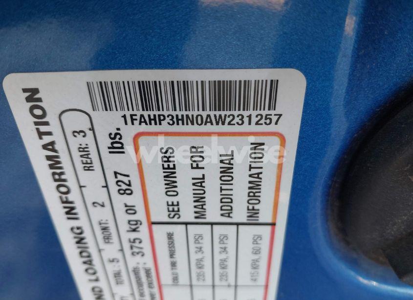 Photo 9 of 2010 Ford Focus SEL (VIN 1FAHP3HN0AW231257)