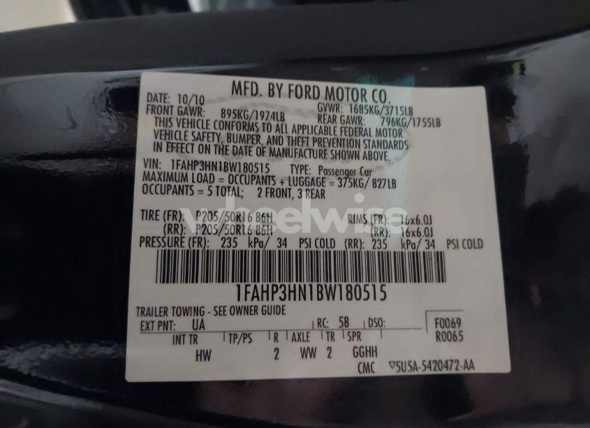 Photo 9 of 2011 Ford Focus SEL (VIN 1FAHP3HN1BW180515)