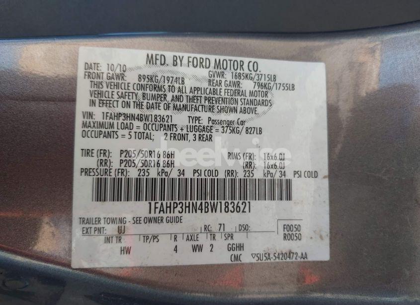 Photo 9 of 2011 Ford Focus SEL (VIN 1FAHP3HN4BW183621)