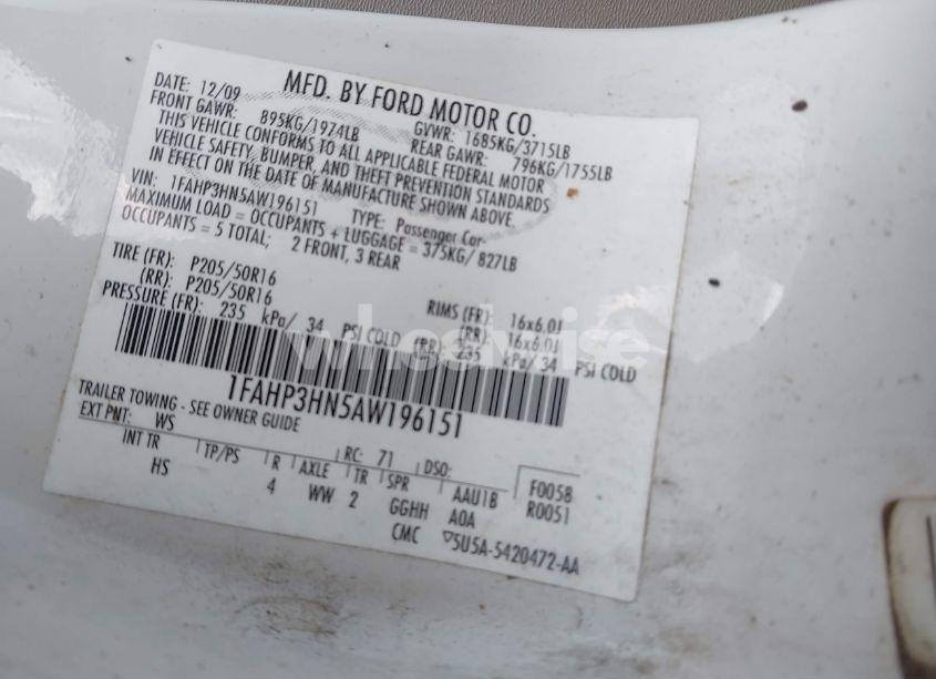 Photo 9 of 2010 Ford Focus SEL (VIN 1FAHP3HN5AW196151)