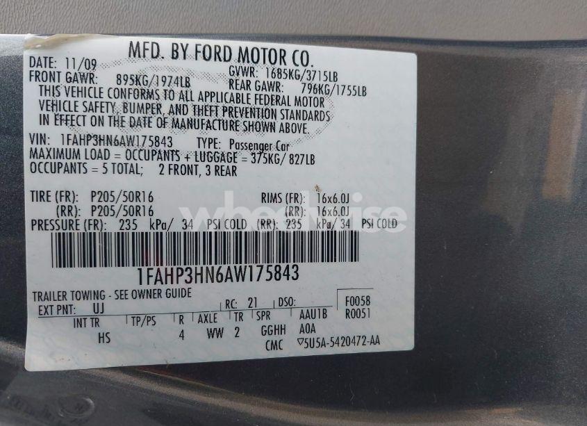 Photo 9 of 2010 Ford Focus SEL (VIN 1FAHP3HN6AW175843)