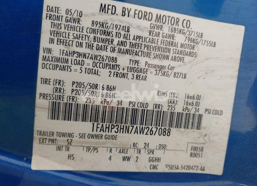 Photo 9 of 2010 Ford Focus SEL (VIN 1FAHP3HN7AW267088)