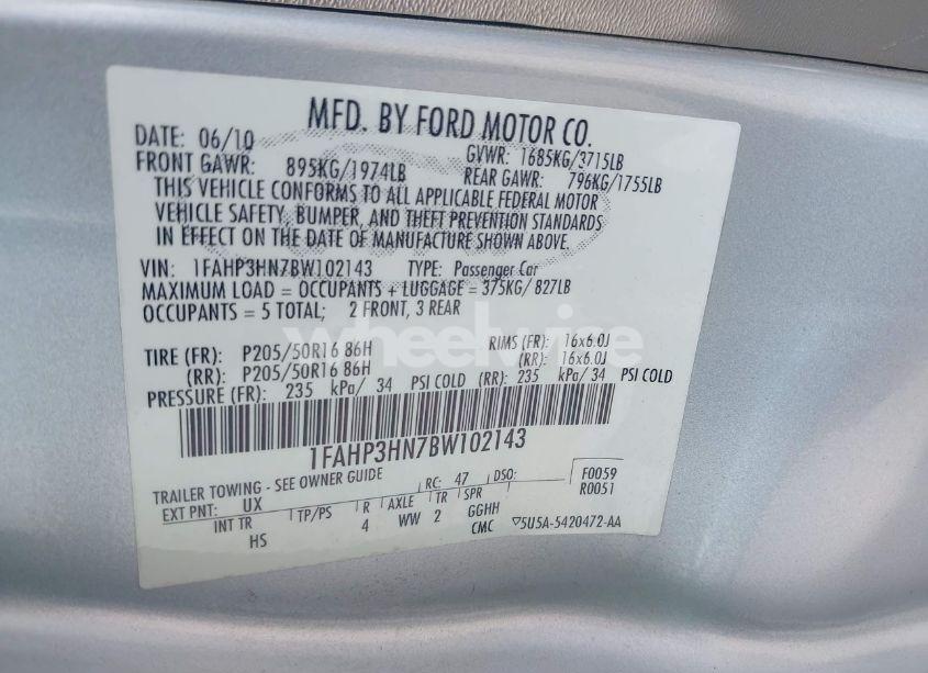 Photo 9 of 2011 Ford Focus SEL (VIN 1FAHP3HN7BW102143)