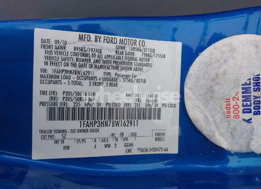 Photo 9 of 2011 Ford Focus SEL (VIN 1FAHP3HN7BW162911)