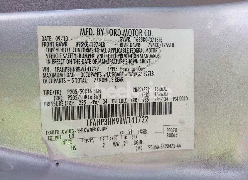 Photo 9 of 2011 Ford Focus SEL (VIN 1FAHP3HN9BW141722)