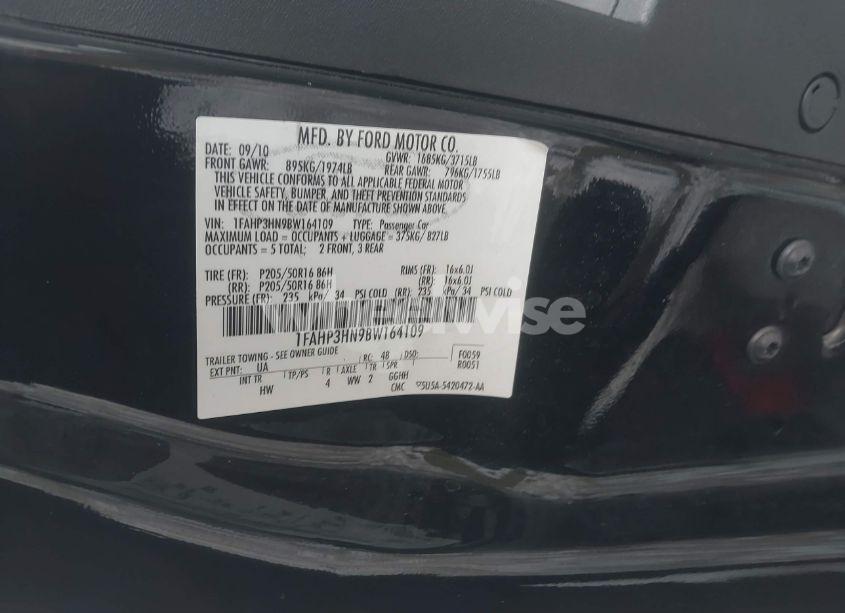 Photo 9 of 2011 Ford Focus SEL (VIN 1FAHP3HN9BW164109)