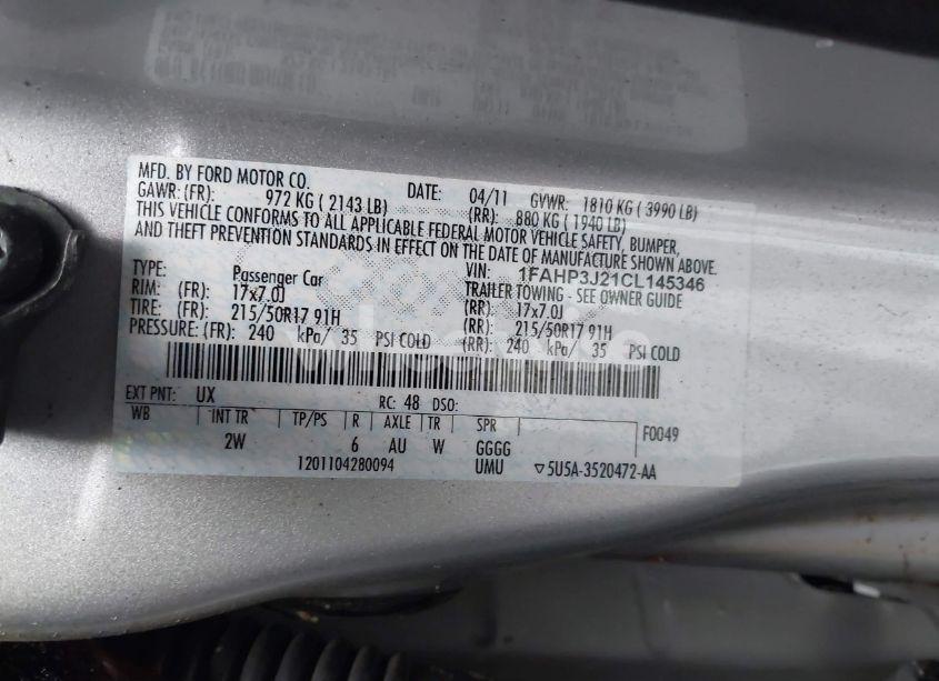 Photo 9 of 2012 Ford Focus TITANIUM (VIN 1FAHP3J21CL145346)