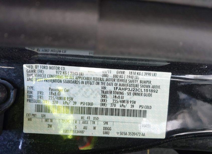 Photo 9 of 2012 Ford Focus TITANIUM (VIN 1FAHP3J23CL151892)