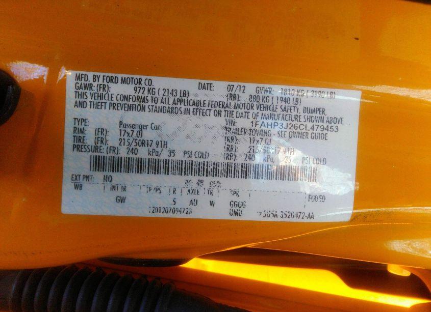 Photo 9 of 2012 Ford Focus TITANIUM (VIN 1FAHP3J26CL479453)