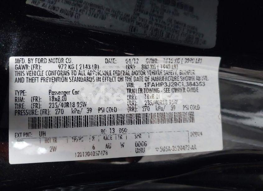 Photo 9 of 2012 Ford Focus TITANIUM (VIN 1FAHP3J29CL384353)