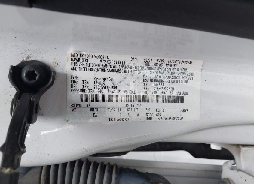 Photo 9 of 2012 Ford Focus SE (VIN 1FAHP3K20CL197291)