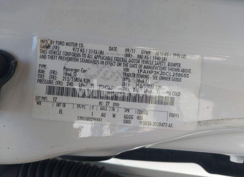 Photo 9 of 2012 Ford Focus SE (VIN 1FAHP3K20CL258655)