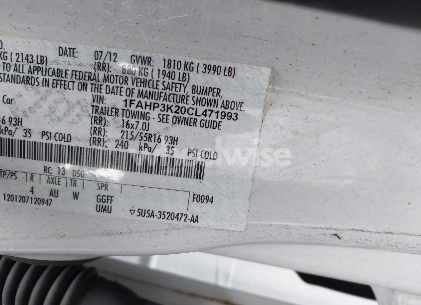 Photo 9 of 2012 Ford Focus SE (VIN 1FAHP3K20CL471993)