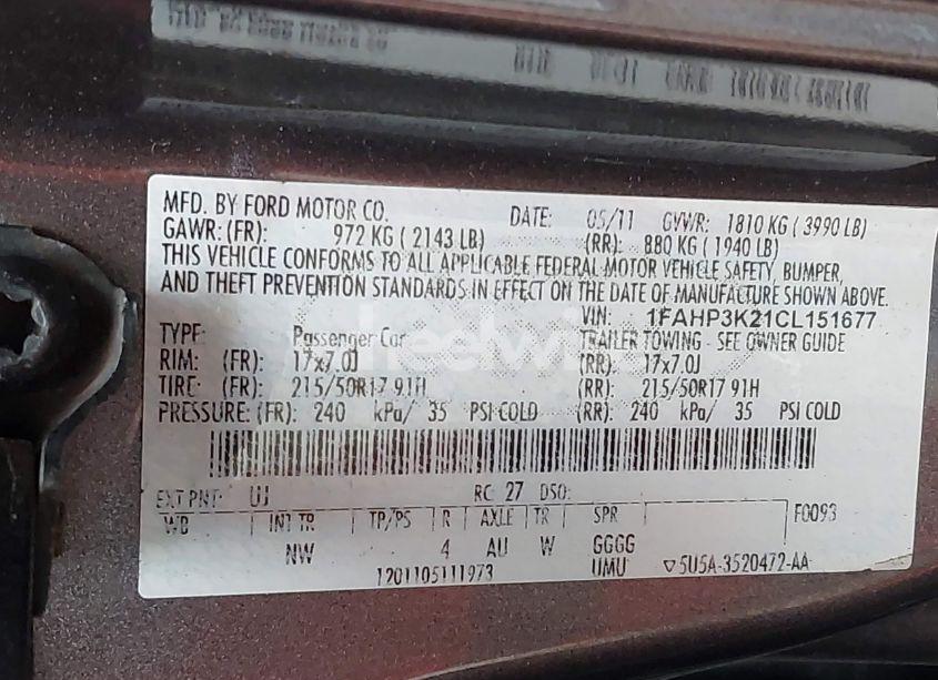 Photo 9 of 2012 Ford Focus SE (VIN 1FAHP3K21CL151677)