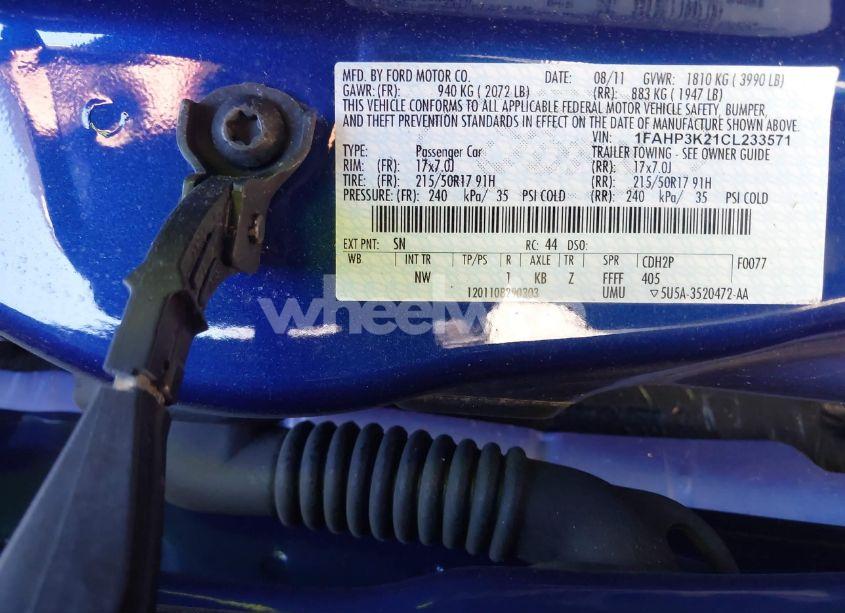 Photo 9 of 2012 Ford Focus SE (VIN 1FAHP3K21CL233571)