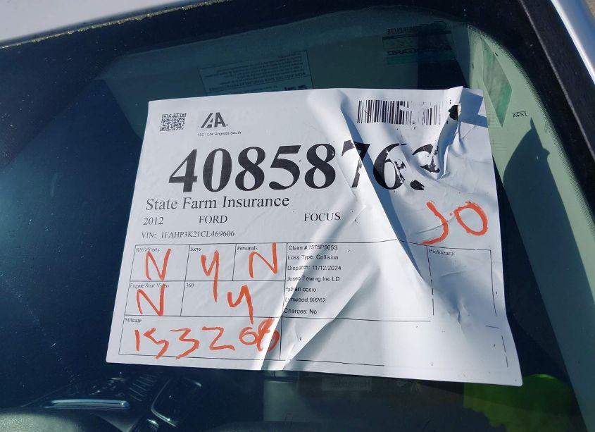 Photo 17 of 2012 Ford Focus SE (VIN 1FAHP3K21CL469606)