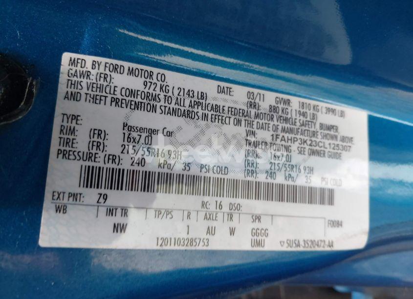 Photo 9 of 2012 Ford Focus SE (VIN 1FAHP3K23CL125307)