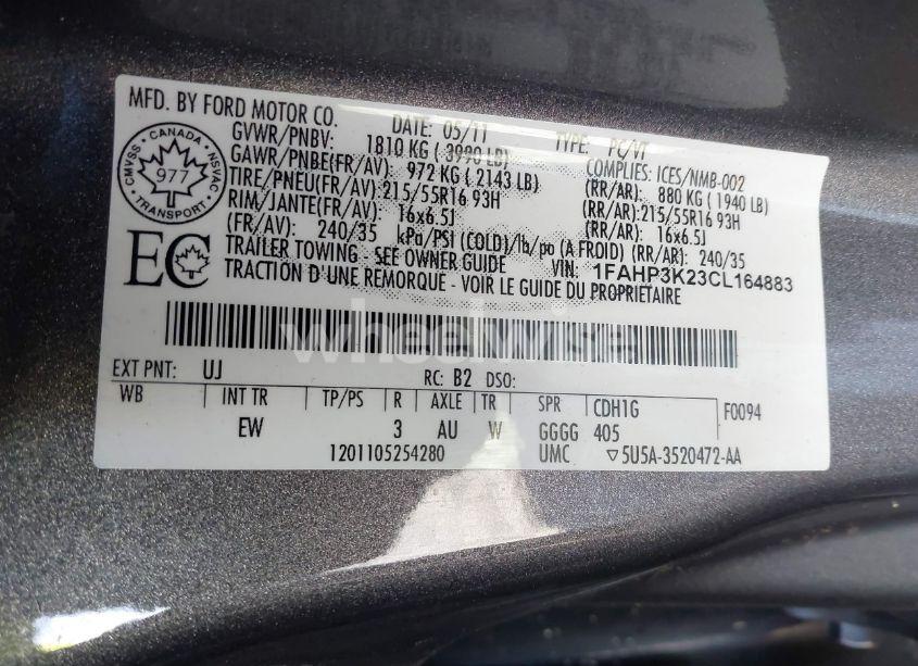 Photo 9 of 2012 Ford Focus SE (VIN 1FAHP3K23CL164883)