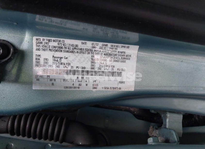 Photo 9 of 2012 Ford Focus SE (VIN 1FAHP3K23CL328603)