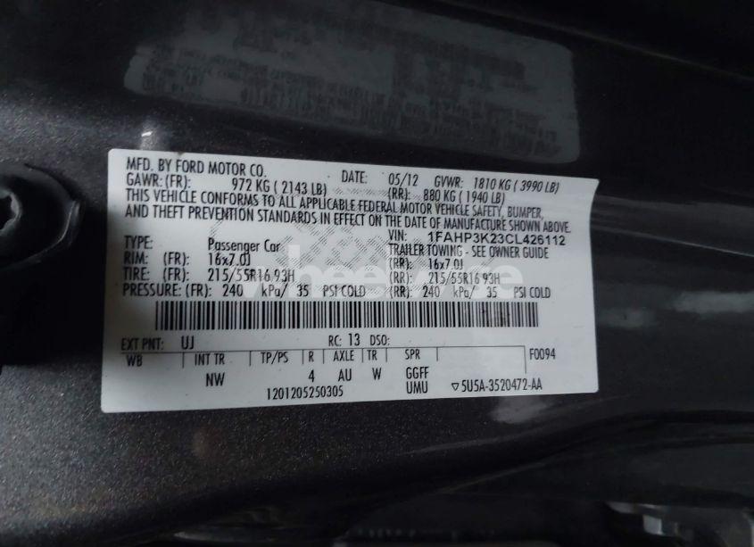 Photo 9 of 2012 Ford Focus SE (VIN 1FAHP3K23CL426112)