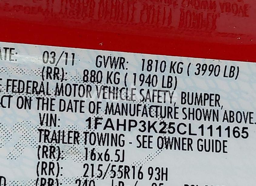 Photo 9 of 2012 Ford Focus SE (VIN 1FAHP3K25CL111165)