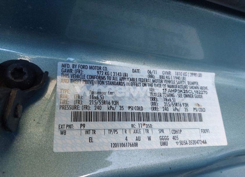 Photo 9 of 2012 Ford Focus SE (VIN 1FAHP3K25CL182270)