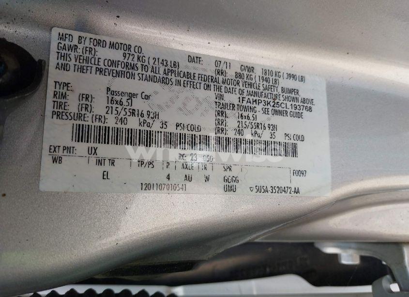 Photo 9 of 2012 Ford Focus SE (VIN 1FAHP3K25CL193768)