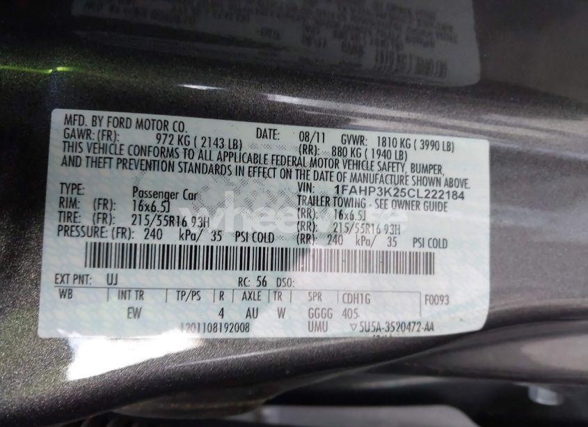 Photo 9 of 2012 Ford Focus SE (VIN 1FAHP3K25CL222184)