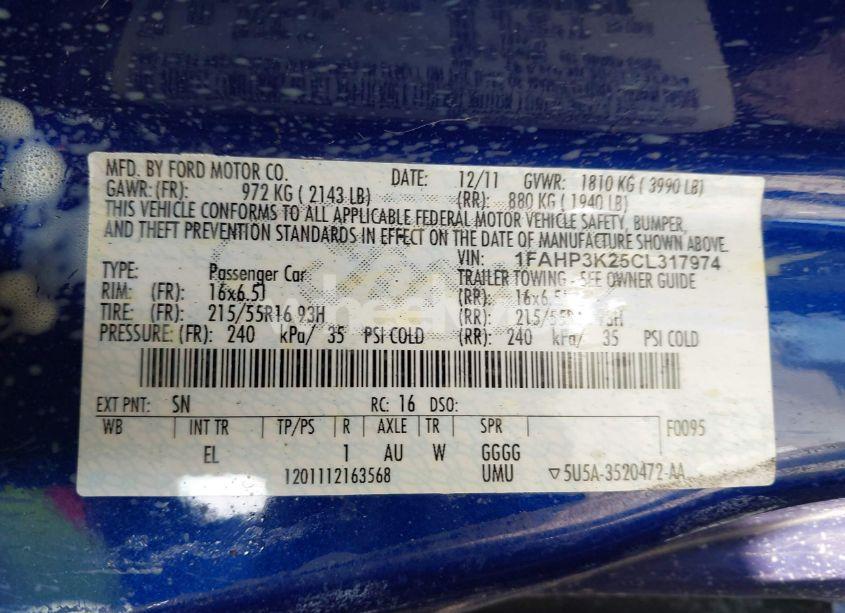 Photo 9 of 2012 Ford Focus SE (VIN 1FAHP3K25CL317974)